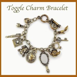 Toggle Clasp Bracelet - Vintage Look with Charms - Bronze Color - Home Items-NWT
